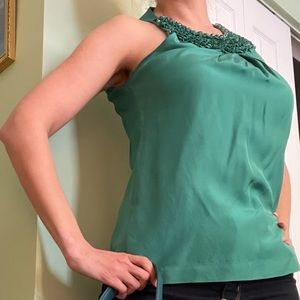 100% Silk Ann Taylor Emerald Green Sleeveless Top